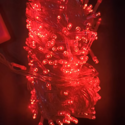 300 Luces lineal 21m rojo musical cable transparente