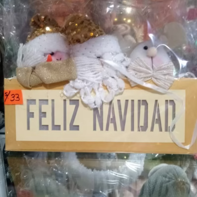 Adorno para puerta "FELIZ NAVIDAD" dorado