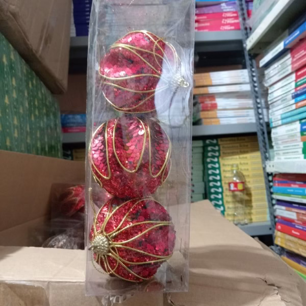Bolas x3 15cm con diseño rojo