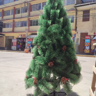 Árbol nevado con piñas y cerezas de 1.5m