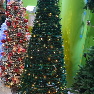 Árbol navideño plegable verde de 2.1m con luces