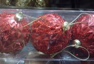 Bolas decoradas x3 8cm rojo