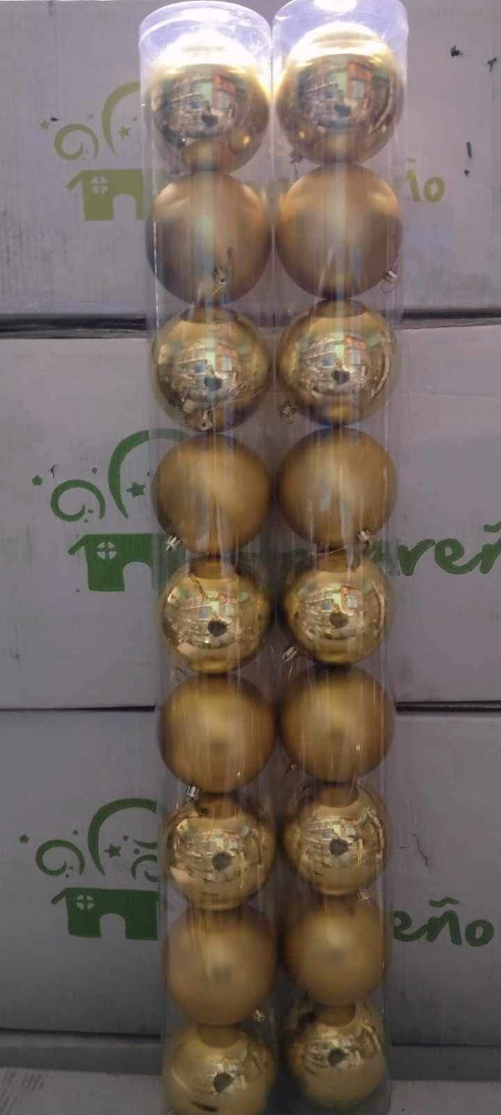 Esferas en tubo x12 Dorado 7cm