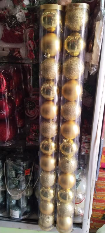 Esferas en tubo x12 Dorado 8cm