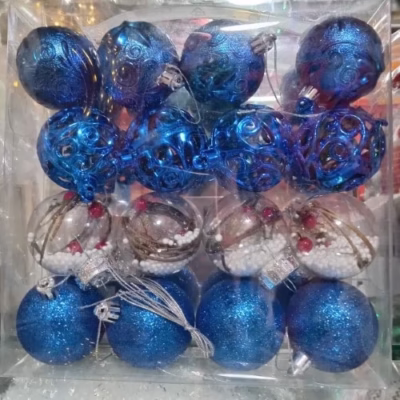 Set de esferas navideñas 6cm x16 azul