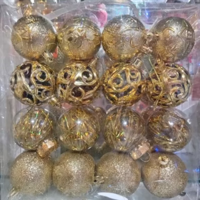 Set de esferas navideñas 6cm x16 dorado 2