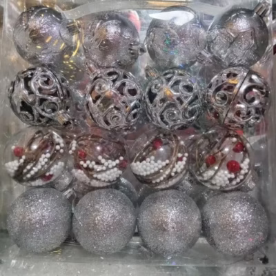 Set de esferas navideñas 6cm x16 plateado