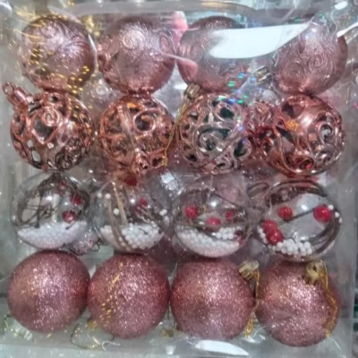 Set de esferas navideñas 6cm x16 rosado