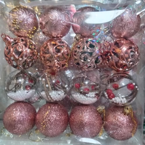 Set de esferas navideñas 6cm x16 rosado
