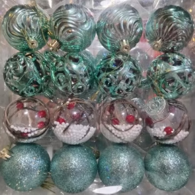 Set de esferas navideñas 6cm x16 verde agua